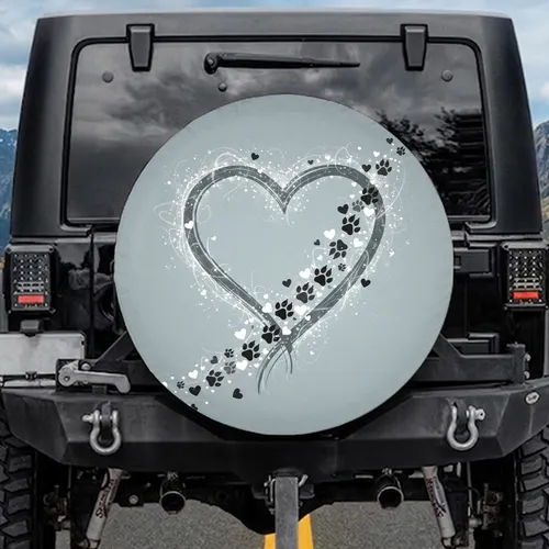Intertwined Heart Paw Prints - Everyday Pet Lover Gift Spare Tire Cover