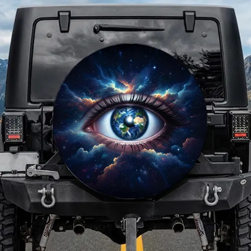 Human Eye Earth Continents Global Voyager - Space Lover Gift Spare Tire Cover
