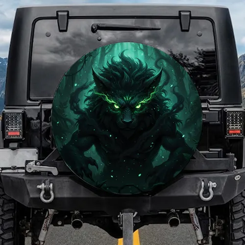 Mysterious Predatory Green Eyes Deep Jungle Beast - Wildlife Lover Gift Spare Tire Cover
