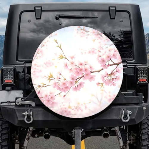 Pink Cherry Blossoms Branch - Spring Decor Flower Lover Gift Spare Tire Cover