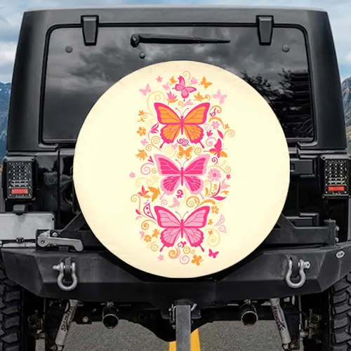 Butterflies Floral Silhouettes - Butterfly Lover Vehicle Gift Spare Tire Cover