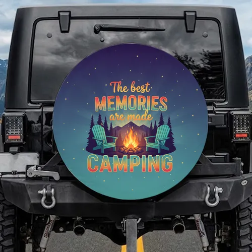 Campfire Adirondack Chairs Camping Memories - Outdoor Lover Gift Spare Tire Cover