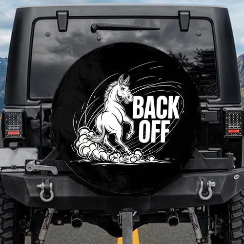 Mischievous Kicking Mule Bold Back Off Message Outdoor Explorer Gift Spare Tire Cover