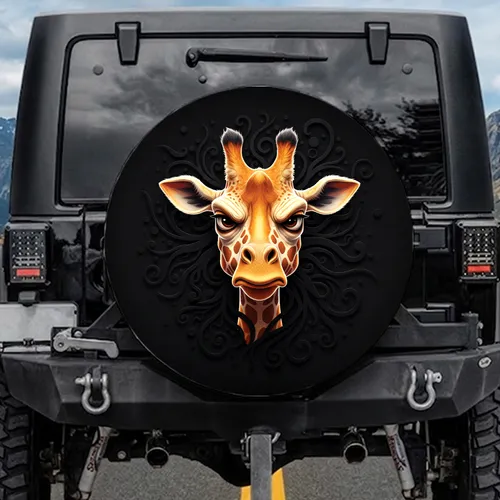 Grumpy Giraffe Head Furrowed Brows Scowling Wildlife Lover Gift Spare Tire Cover