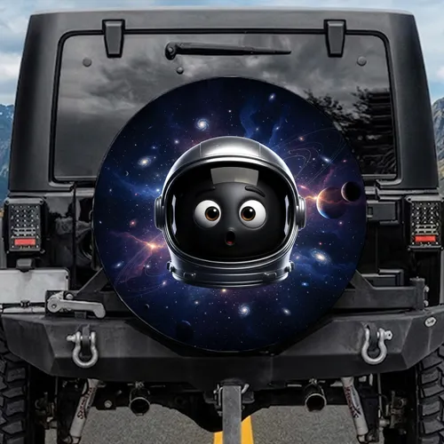 Surprised Cosmic Character Astronaut Helmet Starfield - Space Lover Adventure Gift Spare Tire Cover