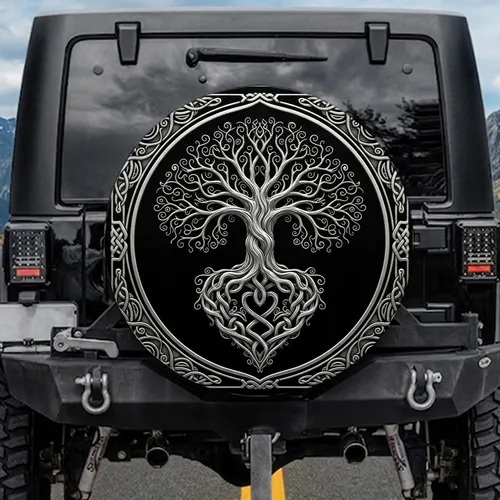 Tree of Life Heart Celtic Knot - Spiritual Symbolism Car Decor Gift for Nature Lovers Spare Tire Cover