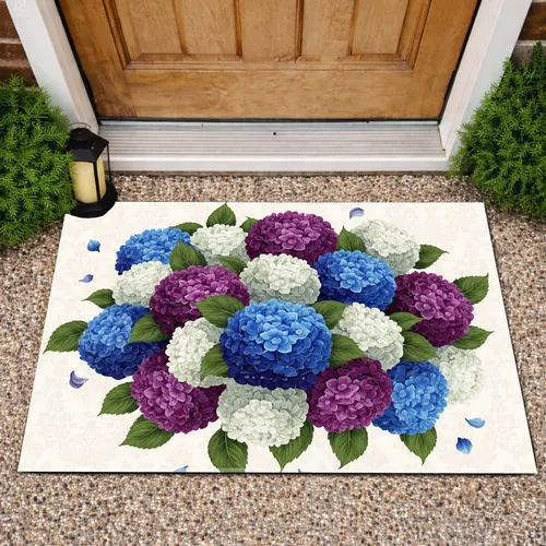 Rich Purple Blue Hydrangea Flowers Botanical Garden - Home Decor Gift for Plant Lover Doormat