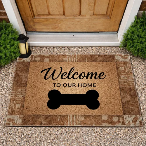 Welcome To Our Home Dog Bone - Home Decor Gift for Dog Lovers Doormat