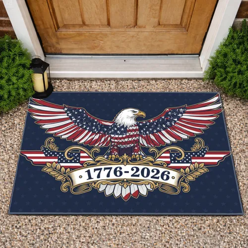 Bald Eagle American Flag 1776-2026 - USA 250th Anniversary Independence Day Gift for Veterans Doormat