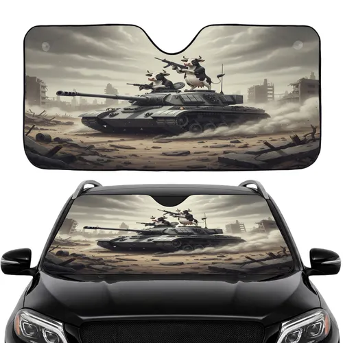 Holstein Cows Military Tank Submachine Gun - Military Lover Gift Car Sunshade
