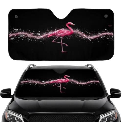 Fuchsia Pink Flamingo Sparkling Glitter Bokeh - Celebratory Wildlife Gift Car Sunshade
