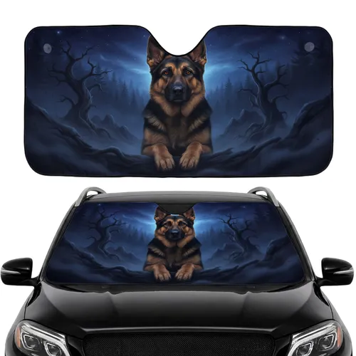 German Shepherd Dog Portrait Twilight Sky - Road Trip Dog Lover Gift Car Sunshade