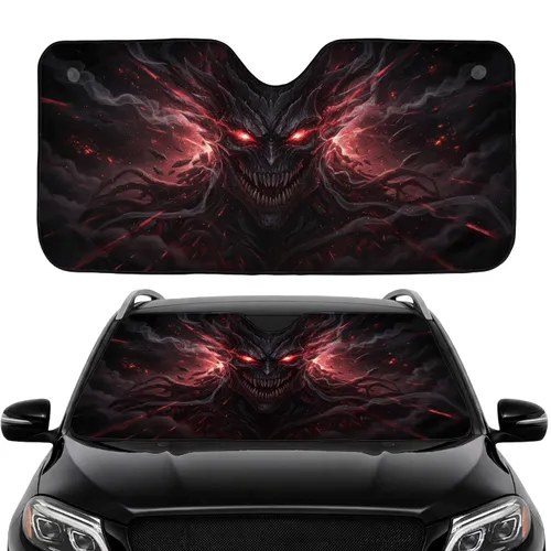 Monstrous Fiery Eyed Entity Face - Car Interior Upgrade Car Sunshade