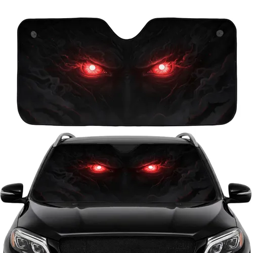 Fiery Red Eyes Colossal Unseen Presence - Fantasy Creature Lover Gift Car Sunshade