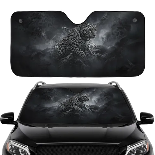Leopard Spots Textured Fur Ethereal Mist Blurred Foliage - Wildlife Lover Gift Car Sunshade