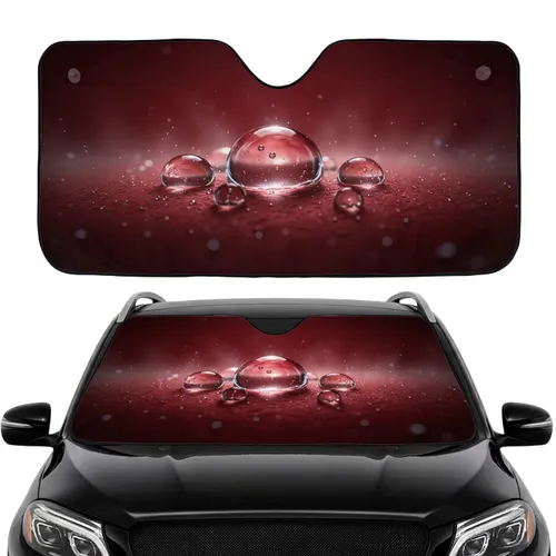 Deep Crimson Glistening Water Droplets - Car Decor Gift Car Sunshade