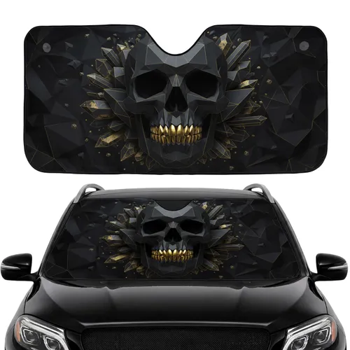 Polygonal Faceted Skull Golden Teeth Crystal Shards - Car Interior Decor Gift Car Sunshade
