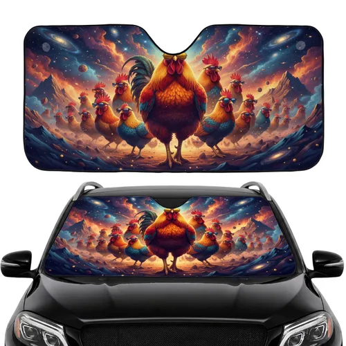Majestic Rooster Sunglasses Cosmic Landscape - Wildlife Lover Gift for Rooster Lover Car Sunshade