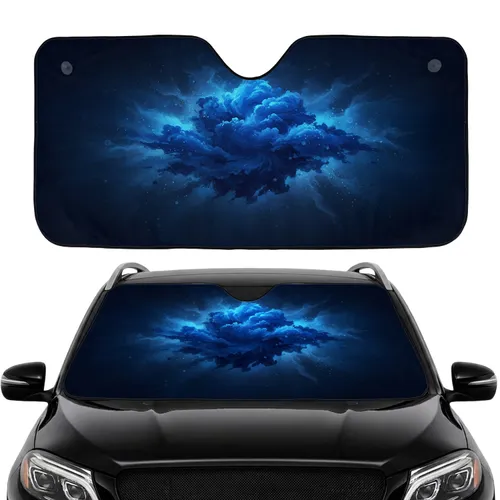 Deep Blue Cosmic Swirling Nebula Cloud Formations - Everyday Travel Essentials Car Sunshade