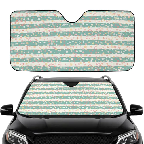 Watercolor Pastel Horizontal Striped Polka Dots - Car Decor Gift Car Sunshade