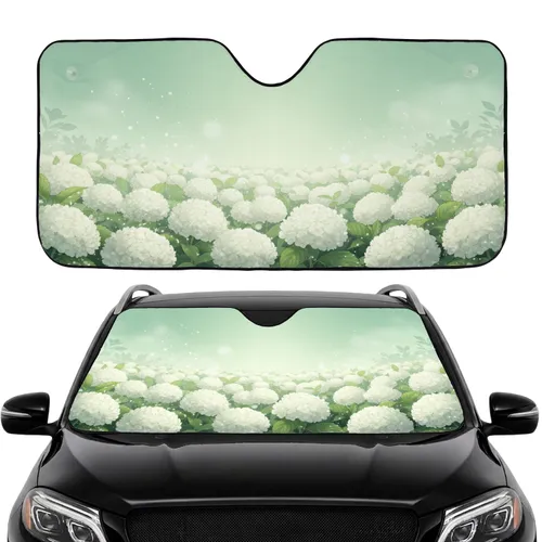 Hydrangea Blossoms Leaves Shimmering Light Haze - Car Interior Upgrade Car Sunshade