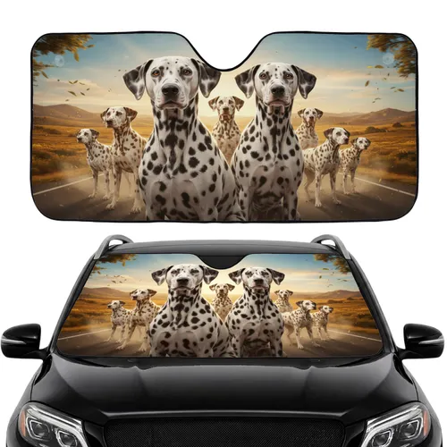 Dalmatian Dogs Epic Open Road Adventure - Golden Hour Travel Essentials Car Sunshade