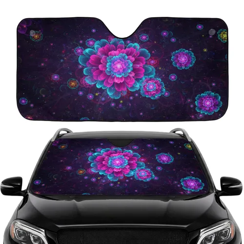 Fractal Floral Shimmering Particle Light Trails Road Trip Travel Essentials Gift Car Sunshade