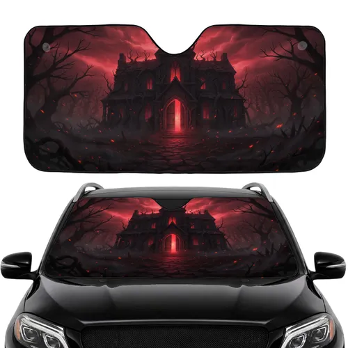 Dilapidated Gothic Mansion Supernatural Light Cursed Forest Car Interior Upgrade Car Sunshade