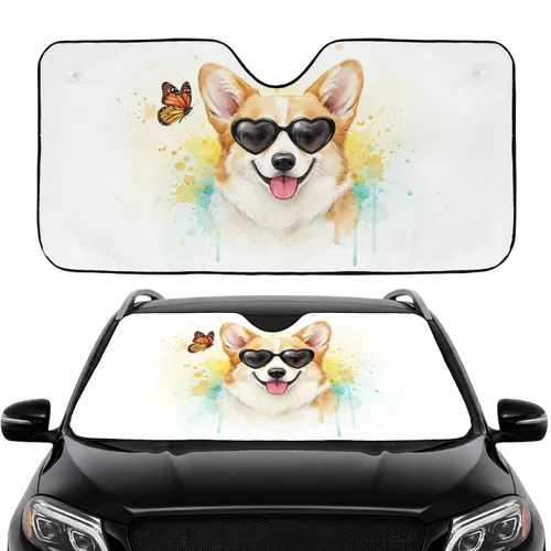 Corgi Dog Monarch Butterfly Sunglasses - Car Interior Upgrade for Dog Lover Car Sunshade
