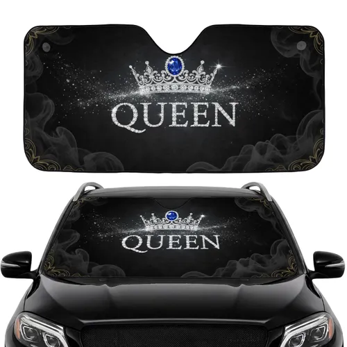 Royal Diamond Sapphire Crown QUEEN Stardust Baroque Damask Car Interior Upgrade Car Sunshade
