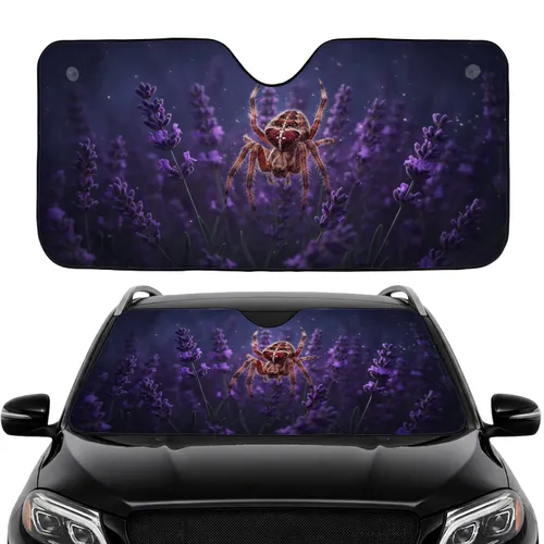 Orb-Weaver Spider Lavender Blossoms - Car Interior Upgrade Spider Lover Gift Car Sunshade