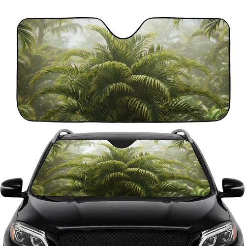 Dense Tropical Palm Fronds Variegated Leaves Dappled Sunlight - Car Interior Upgrade Car Sunshade