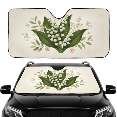 White Lily of the Valley Flowers & Berries - Botanical Car Interior Upgrade Car Sunshade