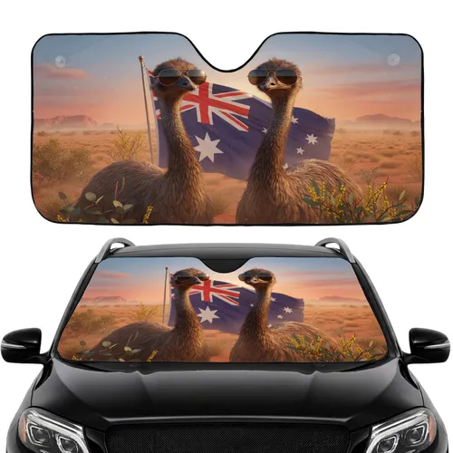 Realistic Emus Aviator Sunglasses Australian Flag Outback Car Interior Upgrade Car Sunshade