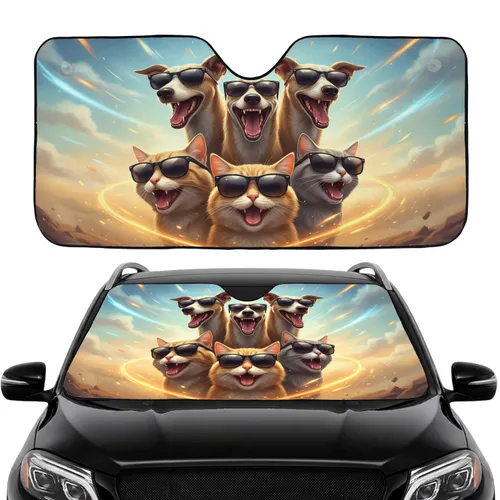 Laughing Greyhounds Cats Sunglasses - Road Trip Travel Essentials Car Sunshade