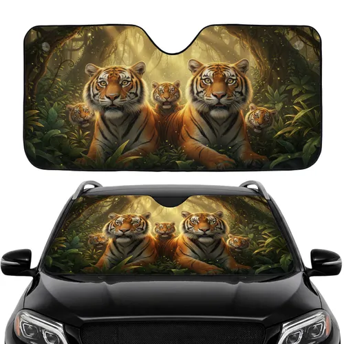Surprised Wide-Eyed Tigers Jungle - Car Interior Upgrade for Tiger Lovers Car Sunshade