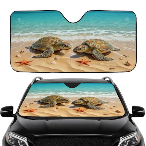 Sea Turtles Starfish Seashells Tropical Beach Ocean Water - Ocean Lover Gift Car Sunshade