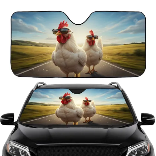 Chickens Sunglasses Open Road Adventure - Car Decor for Animal Lovers Car Sunshade