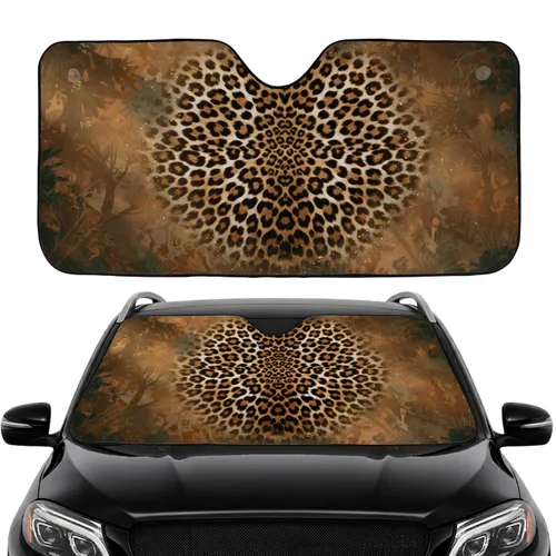 Leopard Print Golden Shimmer Dappled Jungle Foliage - Luxury Safari Lifestyle Gift Car Sunshade