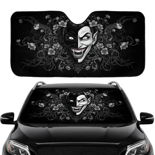 Sinister Vampire Face Gothic Floral - Gothic Lifestyle Gift for Fantasy Lover Car Sunshade