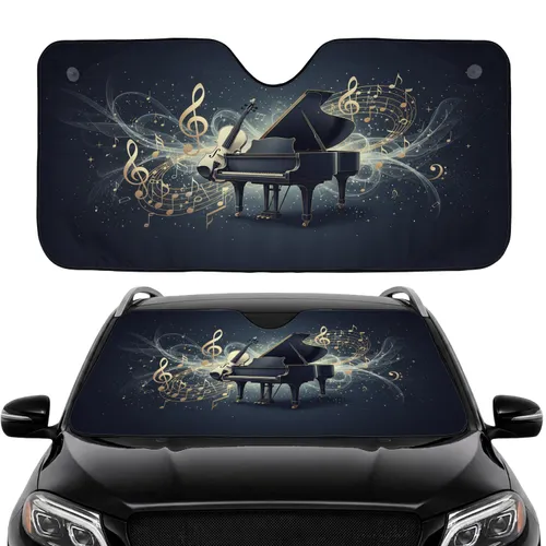 Elegant Grand Piano Violin Musical Notes Starlight - Car Decor Gift Car Sunshade