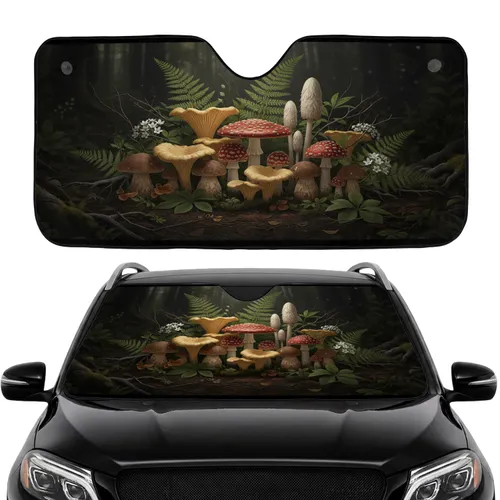 Spotted Toadstool Chanterelle Bolete Mushroom Forest Floor Scene - Nature Lover Gift Car Sunshade