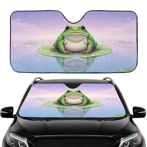 Frog Lily Pad Water Ripples Sky Clouds Flora Particles - Wildlife Gift Car Sunshade
