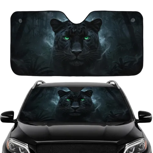 Majestic Black Panther Emerald Eyes Nocturnal Jungle - Wildlife Lover Gift Car Sunshade