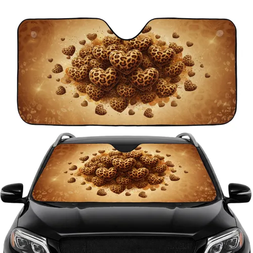 Velvety Heart Shaped Leopard Rosettes Savanna Safari Wildlife Lover Gift Car Sunshade