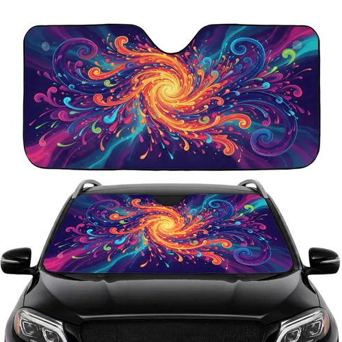 Vortex Currents Spirals Droplets Swirls - Travel Essentials Car Sunshade