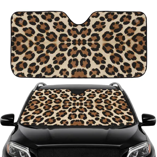 Cream Tan Deep Brown Leopard Fur Spot Animal Print Luxury Style Accent Wildlife Lover Gift Car Sunshade