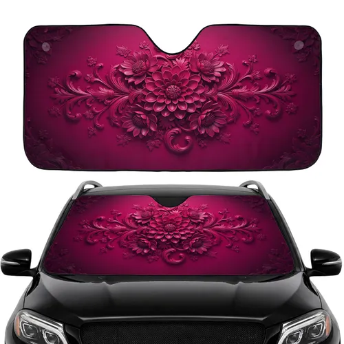 Multi-Petaled Floral Dahlias Acanthus Filigree - Car Decor Gift Car Sunshade