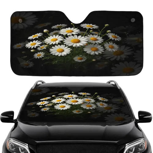 Vibrant Daisy Field Lifelike Textures Car Interior Upgrade Car Sunshade