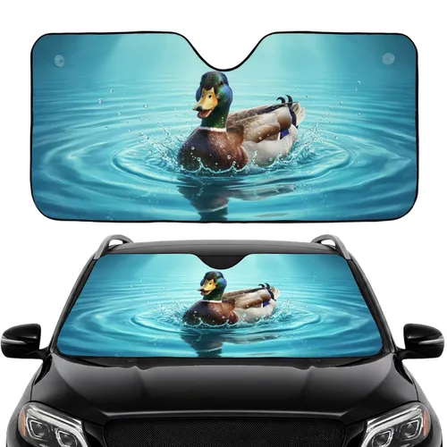 Realistic Mallard Duck Swimming Water Splashes - Wildlife Lover Gift Car Sunshade